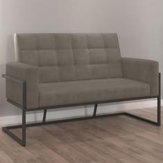 Imagem de Namoradeira Base de Ferro Decorativa Com 2 Lugares para Recepção (Tecido Suede, Cappuccino)