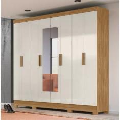 Imagem de Guarda Roupa 8 Portas 4 gavetas Com Espelho 2,36m Moval Diplomata Freijo / Off White