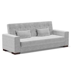 Imagem de Sofá Cama 02 Lugares Lisboa Suede Pés De Madeira Cor Cinza