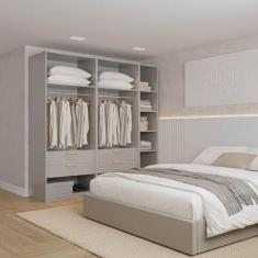 Imagem de Guarda-roupa Modulado 3 Peças 5 Portas Jade Cabecasa Madeiramadeira Cinza Urbano