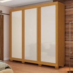 Imagem de Guarda-roupa Casal 243cm 3 Portas de Correr Flex Color 100% Mdf Amarílis Espresso Móveis Cinamomo/Off White