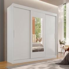 Imagem de Guarda-roupa 2 Gavetas 3 Portas de Correr com Espelho Porto Branco