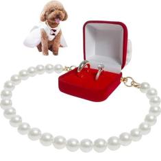 Imagem de La La Pet® Coleira de casamento destacável para animais de estimação com caixa de suporte de anel, coleira de casamento com caixa de anel, caixa de armazenamento de anel de casal para casamento,