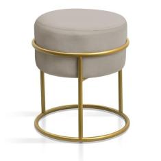 Imagem de banqueta redonda reforçada pes argola dourado espuma confortavel com d