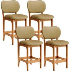 Imagem de Kit 04 Banquetas Baixa Bar Cozinha E Sala De Jantar Fixa Betta L02 Imbuia Couríssimo Casco Fendi - Lyam Decor