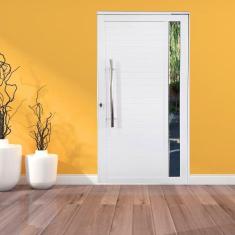 Imagem de Porta Pivotante de Alumínio 210 x 120cm Com Vidro Linha 30 Esquerda Esquadrias Bergame Branco