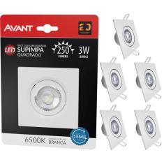 Imagem de Kit 6 Spot Led Embutir 3W Quadrado 6500K  Frio Avant