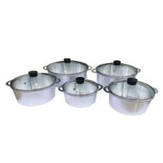 Imagem de Jogo Panelas Alumínio Batido Fundido Tampa De Vidro Belmar