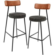 Imagem de Kit 02 Banquetas Alta Cozinha Sala De Jantar Mil o L02 Cour s