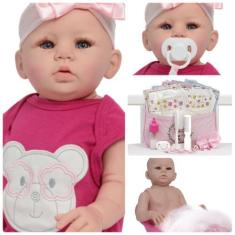 Imagem de Boneca Reborn Bebê 100% Vinil Siliconado Com Bolsa Itens - Cegonha Reb