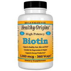 Imagem de Biotin Biotina 5,000 Mcg (360 Vcaps) Healthy Origins