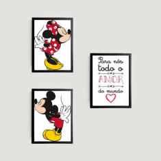 Imagem de Kit 3 Quadros Mickey e Minnie Todo o Amor 45x34cm