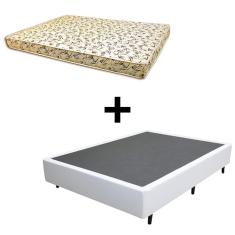 Imagem de Cama Box Viúva - Tecido Sintético Branco Com Colchão Austrália Bello Box - 100% Espuma D26 Amarelo 54x128x188