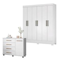 Imagem de Cômoda Flora E Guarda Roupa Casal Verso Branco - Demóbile - Demobile