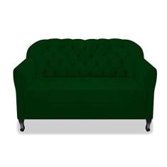 Imagem de Namoradeira Recamier Sofá Julia com Botonê para Sala de Estar Recepção Escritório Quarto Verde Suede - AM Decor