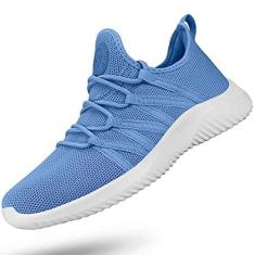 Imagem de Feethit Tênis de corrida feminino, antiderrapante, antiderrapante, leve, academia, treino, respirável, moderno, Azul-celeste, 35