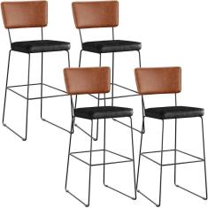 Imagem de Kit 04 Banquetas Altas Camel Preto