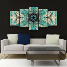 Imagem de Quadro Decorativo Mandala Fractal  129X61 5Pc Sala