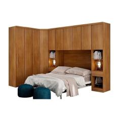 Imagem de Quarto Casal Rizon 6 Peças (1 Armário Ponte 1 Closet 2 Guarda Roupas ) Freijo Cumaru