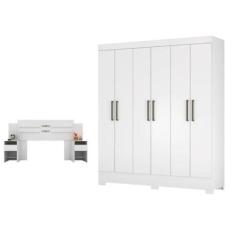 Imagem de Conjunto Cabeceira E Guarda Roupa Casal Virgina Branco - Mais De Casa
