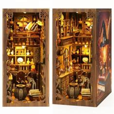 Imagem de THRIVINGIVAN Kit de recanto de livros para adultos, miniatura, kit de casa de bonecas, quebra-cabeça de madeira 3D com sensor de luz LED para estante de livros, decoração para adultos e adolescentes
