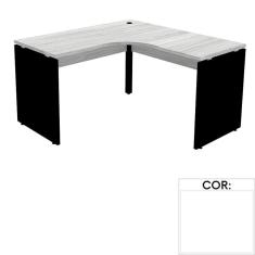 Imagem de Mesa De Escritório Em L Pé Painel Pe25 Em Mdp 155 X 155 X 60 Cm Branca Com Base Branca
