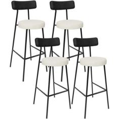 Imagem de Kit 04 Banquetas Alta Cozinha Sala Jantar Milão L02 material sintético