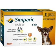 Imagem de Antipulgas Zoetis Simparic 5 Mg Para Cães 1,3 A 2,5 Kg - 3 Comprimidos