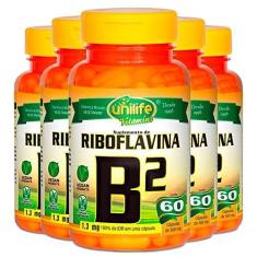 Imagem de Kit 5 Vitamina B2 Riboflavina Unilife 60 cápsulas