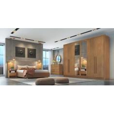 Imagem de Guarda Roupa Casal Com Espelho 6 Portas 6 Gavetas - Livorno-Cumaru - M