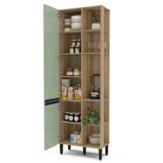 Imagem de Paneleiro de Cozinha 2 Portas 5 Nichos Talharim Politorno Lâmina Mel/Verde Bellagio