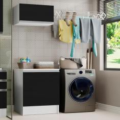 Imagem de Kit Área de Serviço Madesa Topazio 60 cm com Armário e Balcão - Branco/Preto