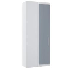 Imagem de Guarda Roupa de Canto Reto Modulado 90cm 1 Porta Alpes Luciane Móveis - Branco com Grey Sky