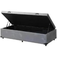 Imagem de Cama Box Baú Solteirão King Blindado Suede Cinza 203X96x44 Cm - Imperi