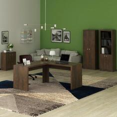 Imagem de Kit 4 Pe as Com Mesa Para Escrit rio Em L,  Arm rios Alto Abe
