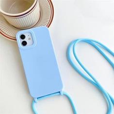 Imagem de Capa de telefone de silicone fosco com cordão transversal para iPhone 14 7 8 Plus 13 12 11 Pro XS Max X XR SE 2 3 Capa de TPU macia de cor sólida, cinza roxo, para iphone 14 Plus