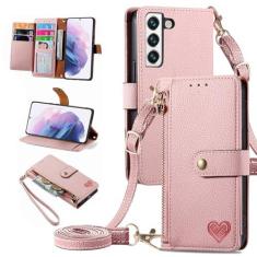 Imagem de Furiet Capa carteira para Samsung Galaxy S22 Plus S22+ 5G bolsa com bolso com zíper e alça de pulso, suporte de couro PU flip fólio suporte para cartão capa de telefone para S22+5G S22plus 22S + S 22