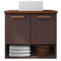 Imagem de Balcão Gabinete Para Banheiro 70 Cm 2 Portas C/ Nicho Natura 8005 Bert