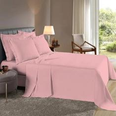 Imagem de Lençol Viúvo 3 Pçs Percal Flex 400 Fios Macio Abas (Rosê)