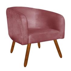 Imagem de Poltrona Stella Suede Rose Pés Palito Castanho Drossi