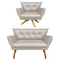 Imagem de Kit 1 Namoradeira E 1 Poltrona Giratória Corino Bege