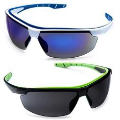 Imagem de Kit 2 Óculos de Sol Bike Ciclismo Espelhado Neon Proteção Uv