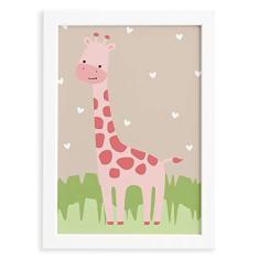 Imagem de Quadro Safari Menina Girafa Moldura  22x32cm