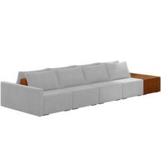 Imagem de Sofá Ilha Modular Para Sala 432cm Com Puff Dublin K01 Veludo Cinza Sin