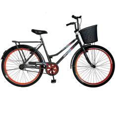 Imagem de Bicicleta Aro 26 Rolamentada Urbana Retro C/ Cestinha Rodas  Aluminio Aero Reforçado-Unissex