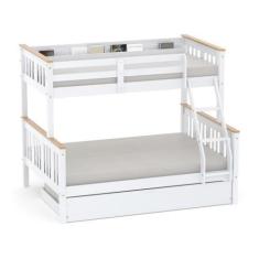 Imagem de Treliche Casal/Solteiro Import com Porta Livros Madeira Maciça Branco/