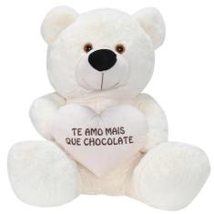 Imagem de Urso Fofuxo Com Coração 30cm Pequeno - FOFUXOS DE PELÚCIA - WU Bichos 