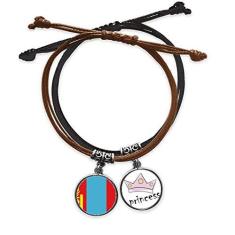 Imagem de DIYthinker Pulseira de couro com corrente de mão com bandeira nacional da Mongólia