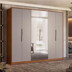 Imagem de guarda-roupa casal com espelho atrice 6 pt 6 gv nogueira e nude