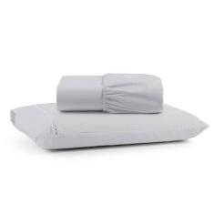 Imagem de Jogo De Lençol Luiza Solteiro 2 Pçs Percal 100% Algodão 180 Fios Ponto Palito - Cinza